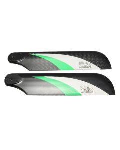 A Pair RJX Vector Green White 68mm Tail Carbon Fiber Blades for 470 Helicopter Version B