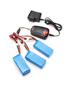 Syma X8C X8W X8G X8HC X8HW X8HG 3x 7.4V 2000mAh Battery +1 to 3 Balance Charger US Plug Charger